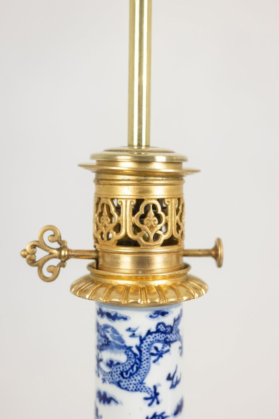 Image 1 of Pair of porcelain lamps decorated with dragons and gilt bronze. Circa 1880
