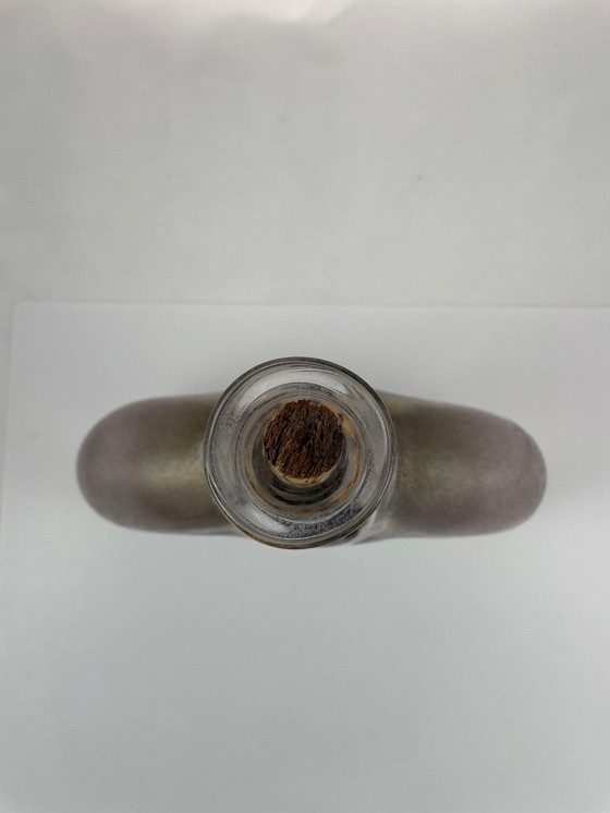 Image 1 of Art Glass Decanter – Attributed to Erik Höglund – Swedish Design – Frosted Brown & Clear Glass – Sculptural Bottle with Cork – S