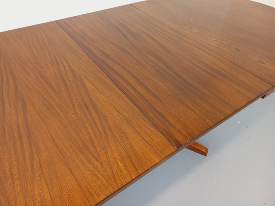 Image 1 of 60s-70s vintage Baumann elm wood oval dining table with extensions