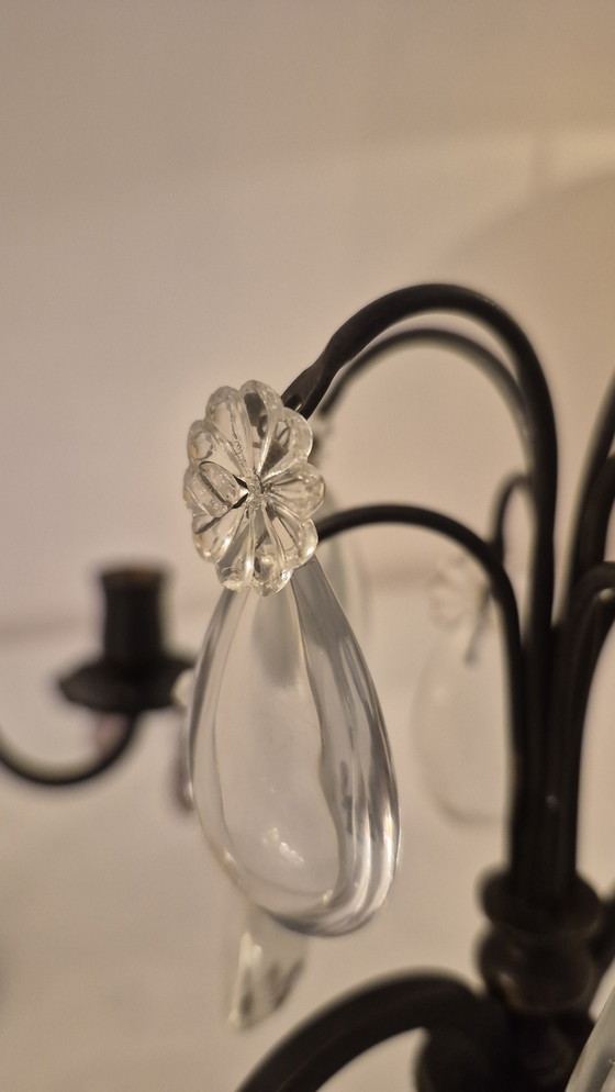 Image 1 of Girándula francesa, siglo XIX, bronce y cristal.