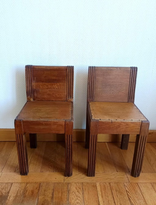 2x art deco wooden children's chairs