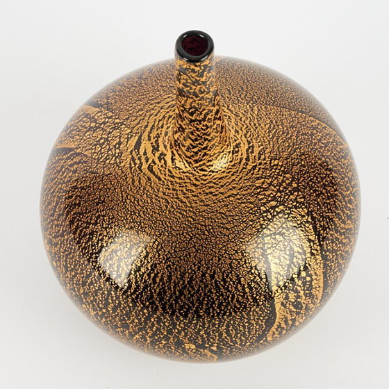 Image 1 of Raro vaso in vetro vintage, nero/oro