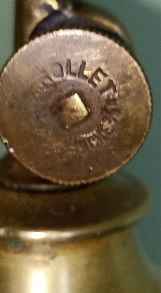 Image 1 of Élégante lampe à alcool ancienne en laiton, fabriquée en France vers 1900 et marquée ROLLET.