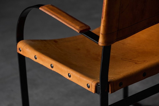 Image 1 of Cognacbruine leren fauteuil, België, jaren 60