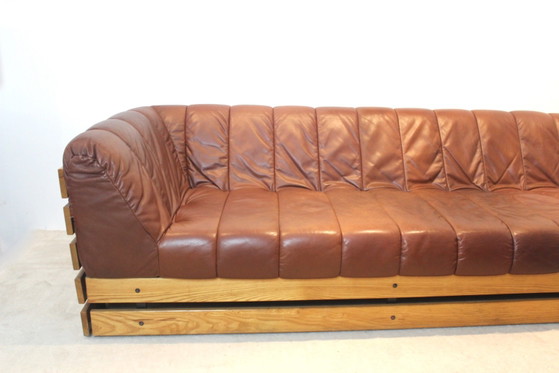 Dutch Lounge Sofa Set in Wood and Cognac Leather, Lounge sets (photo 8 of 9)