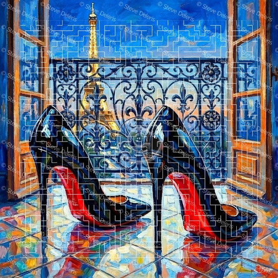 Image 1 of Schilderij op canvas "Louboutin en Parijs" / 60x60cm