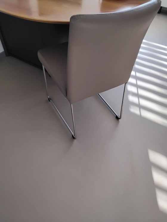 Image 1 of 4 sedie da pranzo Punto. Rivestimento Toledo in pelle e base in acciaio inossidabile.