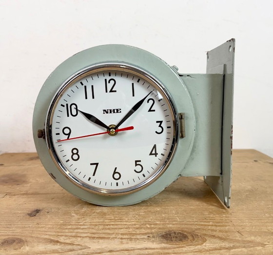 Image 1 of Vintage Green NHE Double-Sided Ship Wall Clock, 1980s