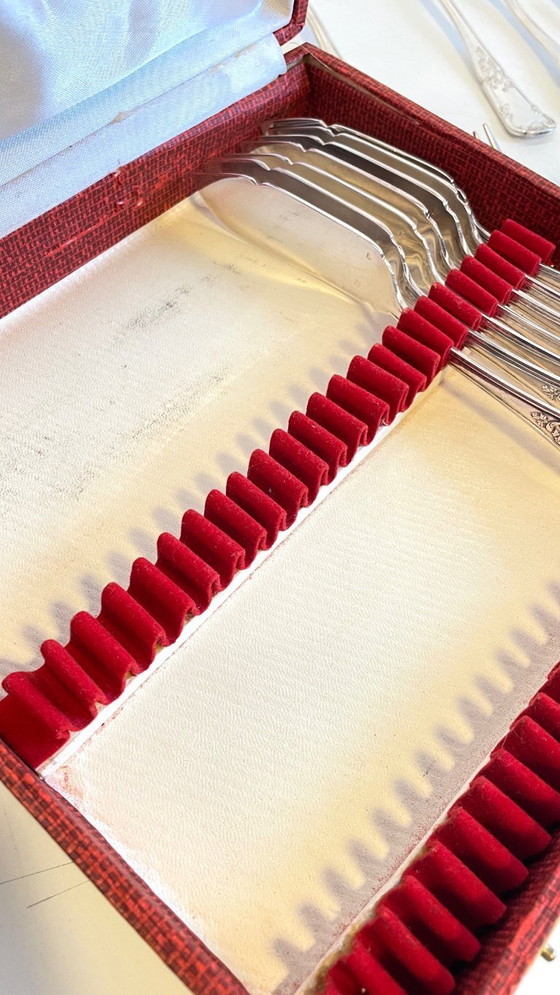 Image 1 of 12 Fourchettes 12 Couteaux à Poisson PLATIL Métal Argenté 