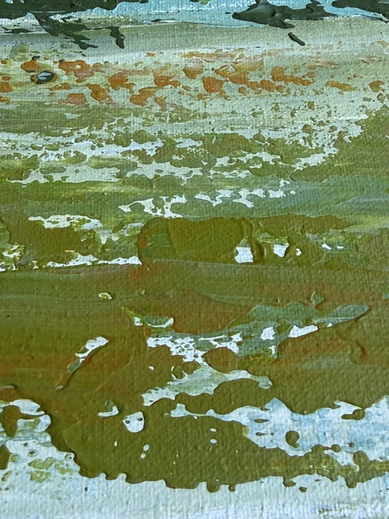 Image 1 of Birch I – Abstract painting inspired by birch bark | Acrylic on canvas | 40x40 cm