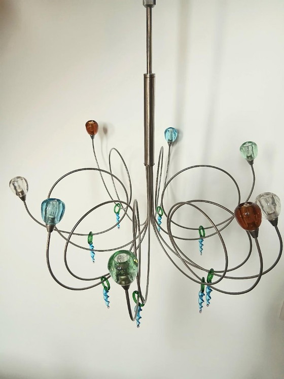 Harco Style Loor Strawberry Multicolor Glass Ceiling Light Chandelier – Metal (photo 3 of 10)