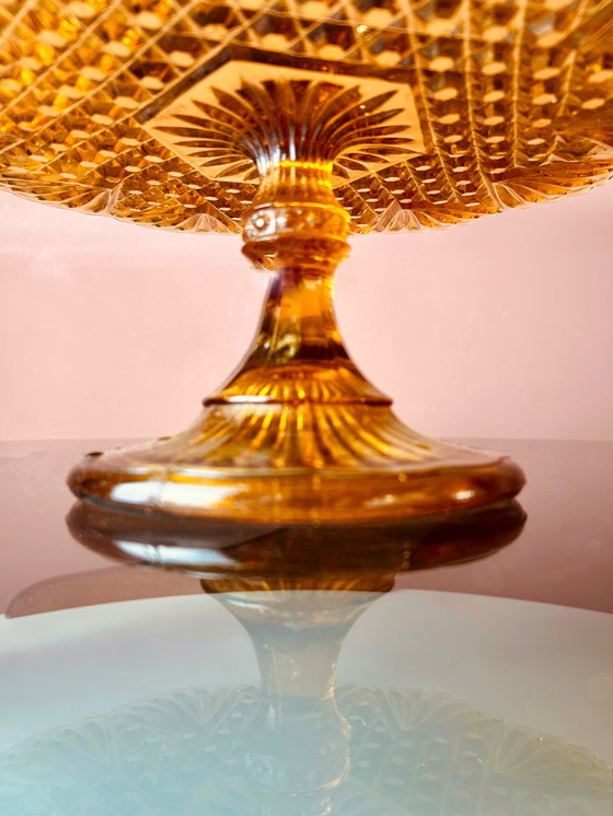 Image 1 of 💛Kuchenplatte aus bernsteinfarbenem Pressglas💛