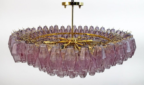 Image 1 of Carlo Scarpa Style Mid-Century Modern Murano Glass Poliedri Chandelier by Venini