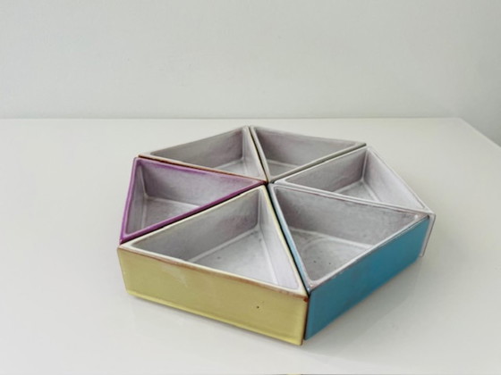 Image 1 of Set di 6 ciotole piramidali fatte a mano – Maredsous