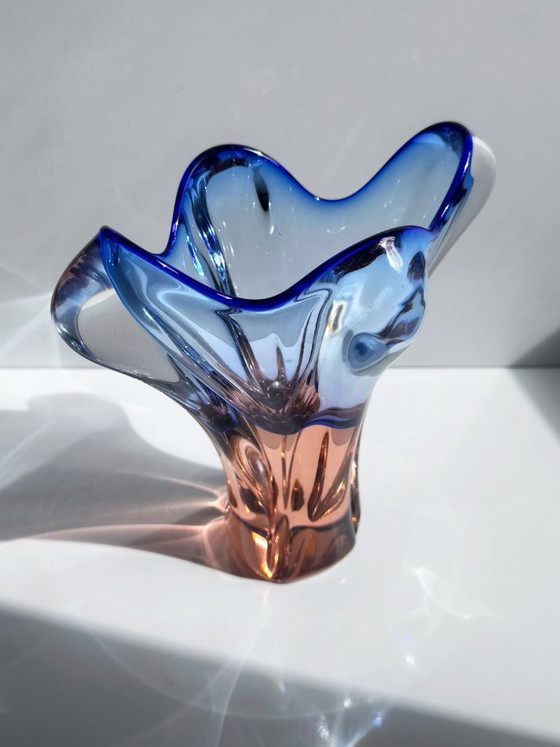 Josef Hospodka for Chřibská Vase, blue-pink Sommerso Art Glass, Czechoslovakia 1960s – Murano Glass (photo 2 of 5)