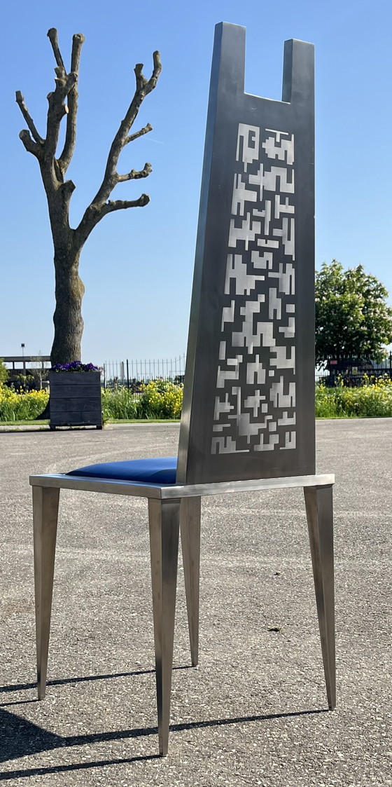 Image 1 of Sedia dal design unico realizzata in acciaio inossidabile, acciaio inossidabile, acciaio spazzolato