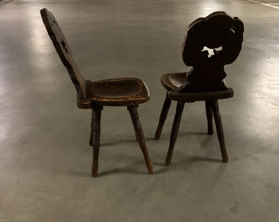 Rough Brutalist set of two chairs. – Dining chairs, Wood (photo 5 of 8)