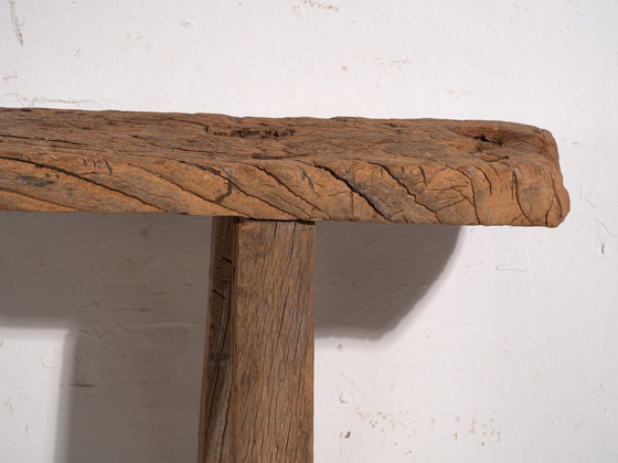 Antique Elm Wood Bench, China, circa 1900, Benches, Rustic (photo 8 of 9)