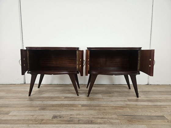 Image 1 of Art Deco nachtkastjes in mahoniehout met veren