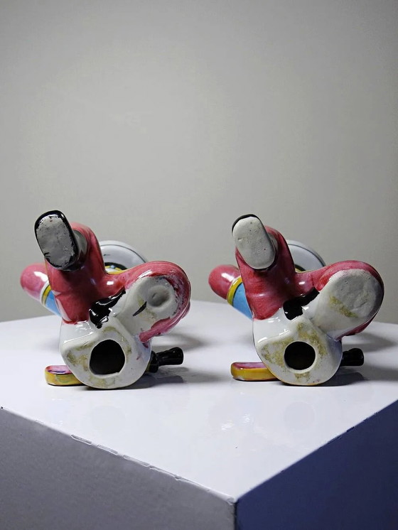 Pair of hand-painted Chinese porcelain candlesticks, 1950s-1970s., Candle holders, Mid Century Modern (photo 9 of 10)