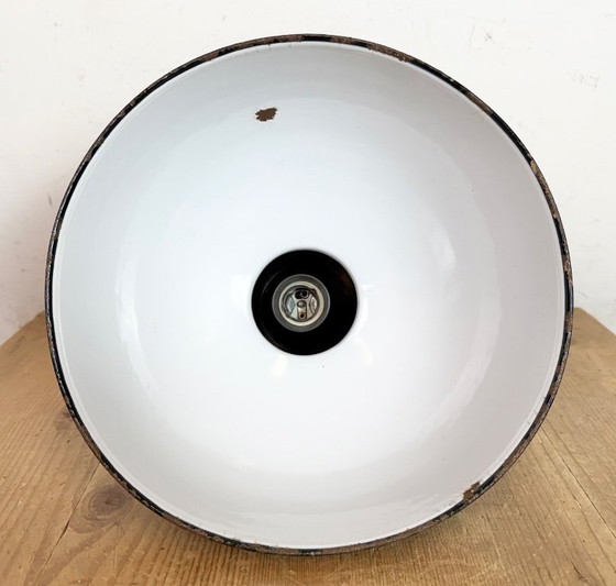 Image 1 of Black Enamel Industrial Pendant Lamp from AEG, 1930s