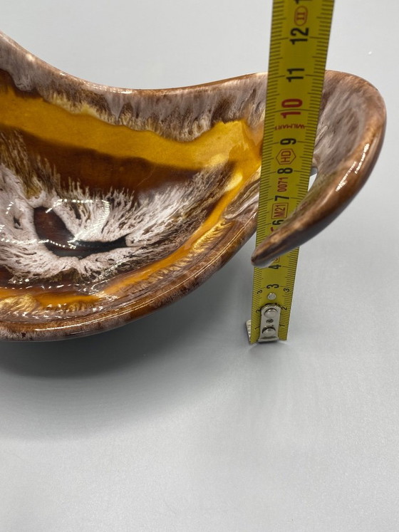 Sculpturale knuffelkom van geglazuurd keramiek – Bruine en amberkleurige flambé glazuren – Vallauris – Artisan (photo 6 of 7)