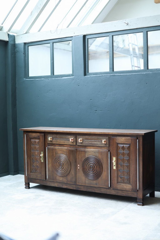 Charles Dudouyt Oak Credenza - 1950s French Mid-Century Modern Furniture