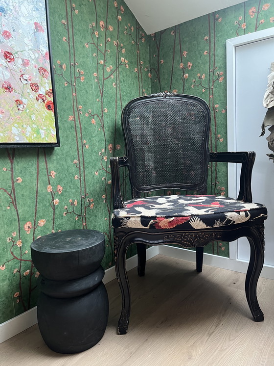 Image 1 of Black brocante / vintage webbing chair