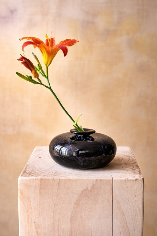 Vaso in vetro artistico francese degli anni '60, con decorazione a foglia d'argento, stile Murano.