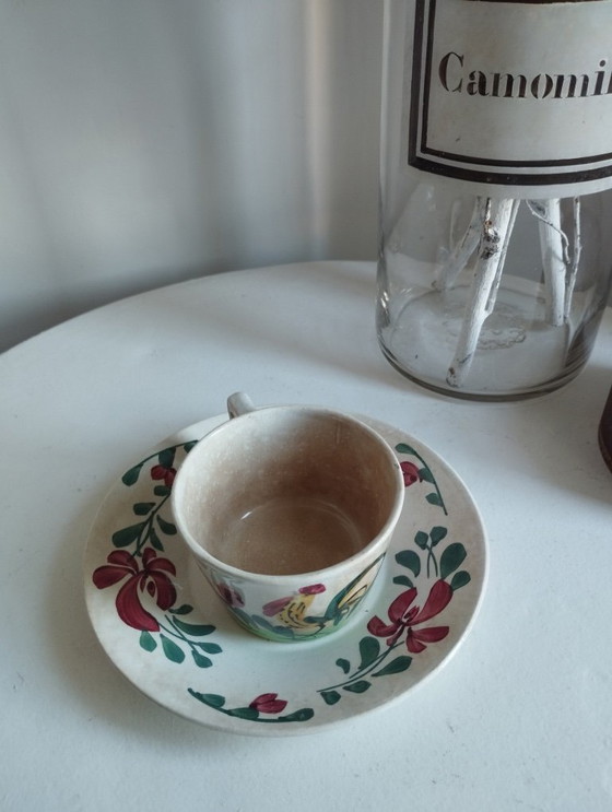 Image 1 of Tasse et sous-tasse Creil & Montereau « Coq »