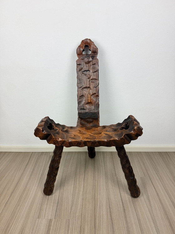 Pair of Antique Rustic Carved Wooden Chairs – Chairs and lounge chairs (photo 8 of 10)
