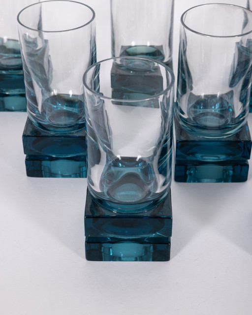 Vintage Italian Blue Crystal Glasses, 1970s, Set of 12 – glazen karaffen (photo 2 of 9)