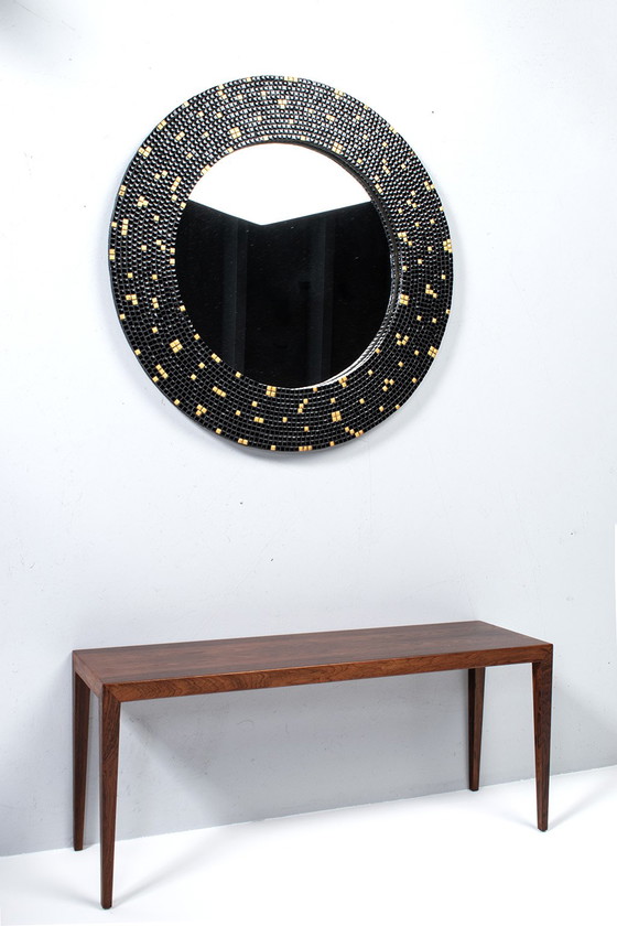 Image 1 of Grote ronde spiegel met mozaïek