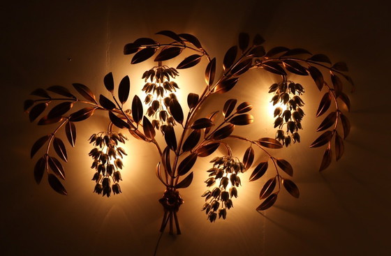 Image 1 of Wall light/wall lamp, 'Pioggia D'oro' by Hans Kögl, Hollywood Regency, Italy, 1970s