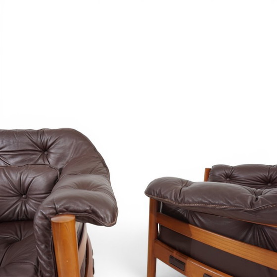 Woonkamerset Coja van Sven Ellekaer – 3-zitsbank en 2 fauteuils in bruin leer, 1960 – Wood, Leather (photo 17 of 20)