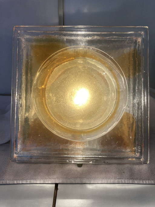 Vintage 70s clear and smoked glass wall light for Poliarte