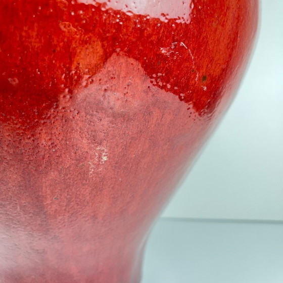 Image 1 of Grande vaso giapponese vintage con coperchio – ceramica smaltata rosso bordeaux – marchio di fabbrica – 49 cm