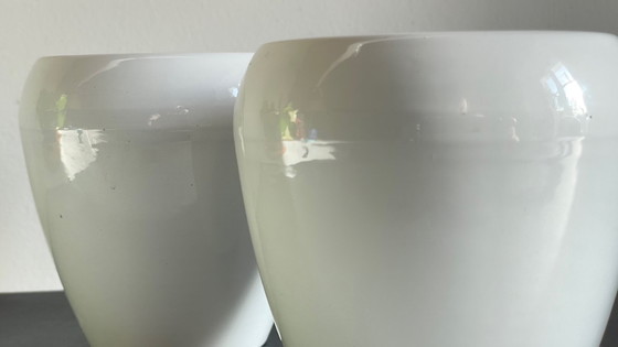 Image 1 of Pair of White Ceramic Candlesticks