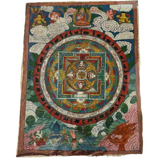 Buddhistisches Mandala Thangka Nepal Los 339 – Gemälde & Zeichnungen, Textile (photo 2 of 10)