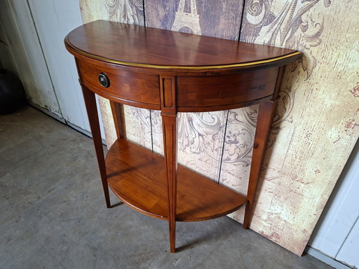 Table d'appoint semi-circulaire classique, console, table basse, dimensions 84x35cm et 76cm de hauteur. (photo 2 of 5)
