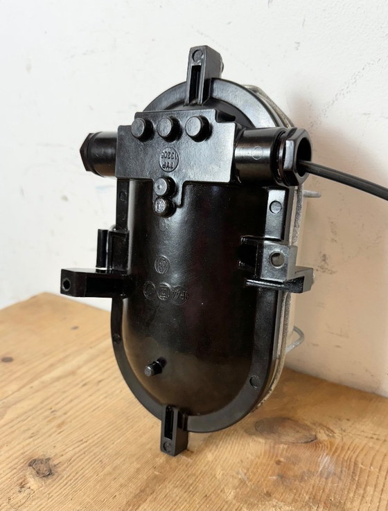 Image 1 of Industrial Brown Bakelite Wall Light with Clear Glass, 1960s