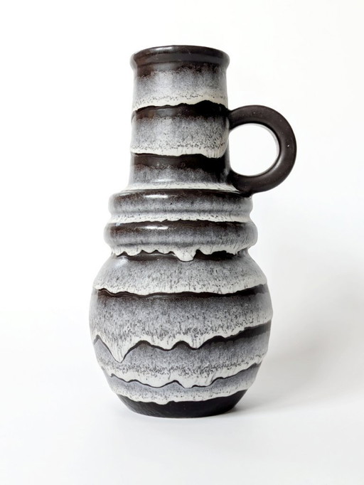 1960s Scheurich Ceramic Pitcher Vase | Black and White | West German Pottery