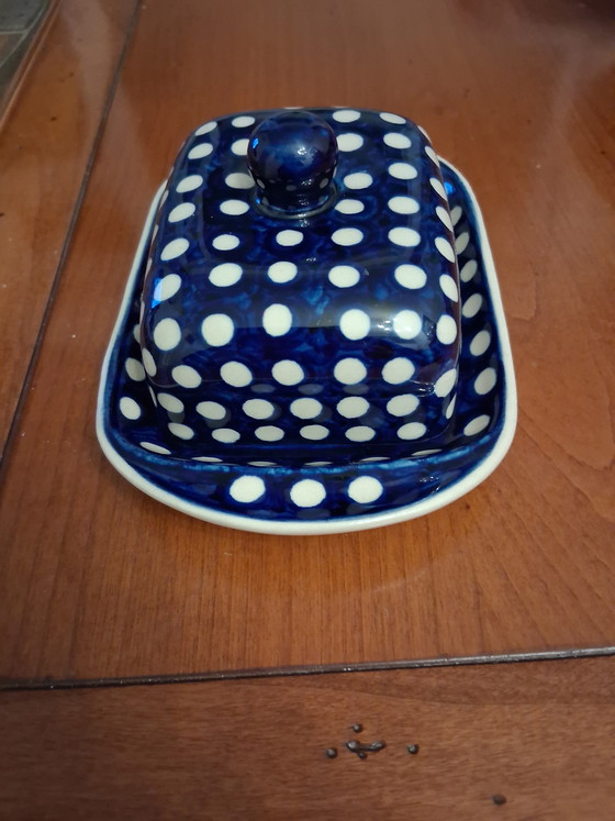 Image 1 of Prachtige handgemaakte bunzlauer design botervloot
