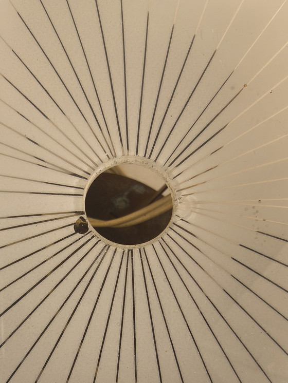 Image 1 of Grande lampada da parete/plafoniera vintage Art Déco in ferro battuto e vetro satinato – Ø49 cm