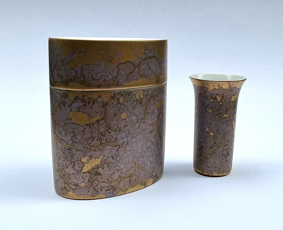Image 1 of Rosenthal, Dressler 'Goldfeuer' jarrones, caja con tapa, candelabros, cuencos