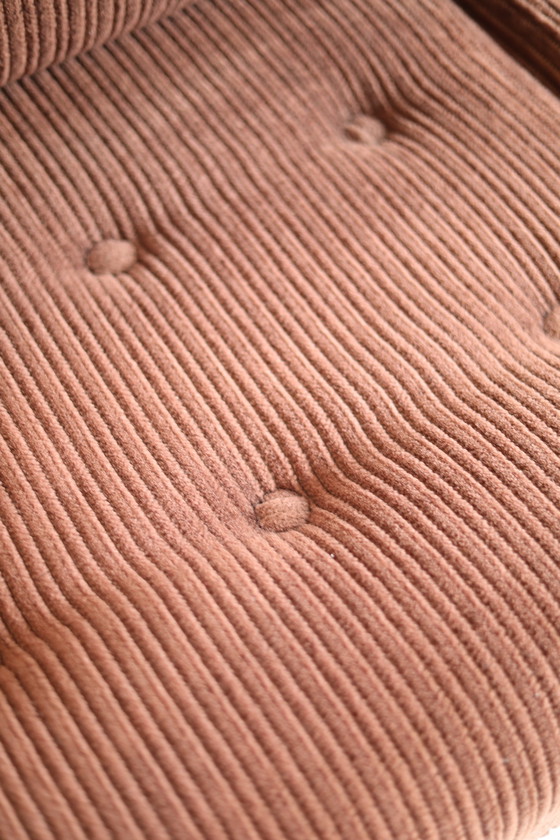 Image 1 of Set of 2 brown ribbed fabric sleeping armchairs, 1970s