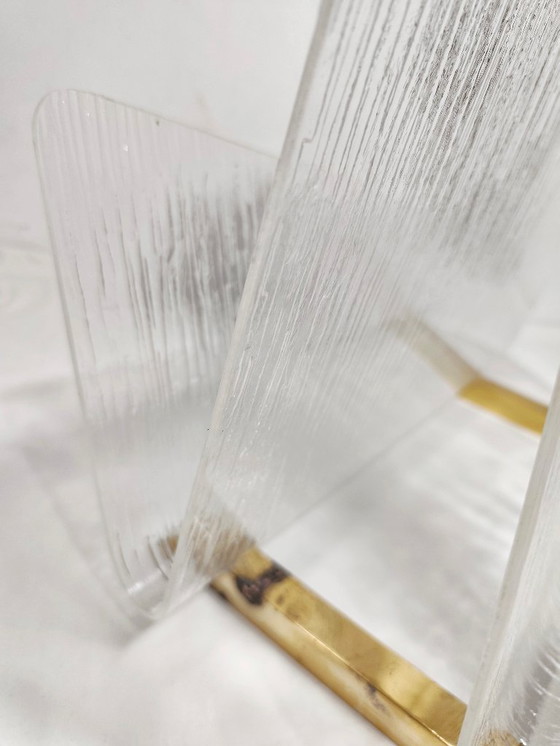 Image 1 of Methacrylate and brass magazine rack. Spain, 1980s.