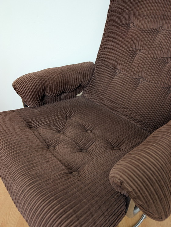 1970s Terrence Conran voor Habitat Chrome Draai Lounge Fauteuil – Draaistoelen, Textile (photo 4 of 5)