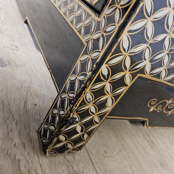 Image 1 of Vintage Chinese Lacquer Secretary / Desk with Mother-of-Pearl Overlay / Bohemian / Oriental Cabinet