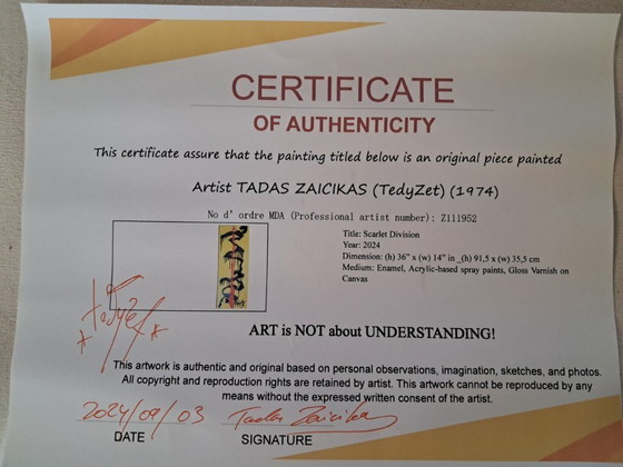 Image 1 of Tadas ZAICIKAS "TEDYZET" - Scarlet Division - Kunstenaarsdoek